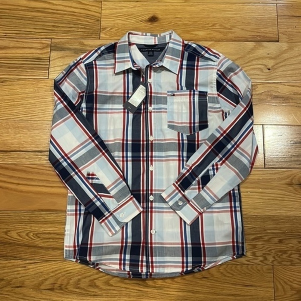NWT Youth Tommy Hilfiger Checked long sleeve cotton shirt age 16